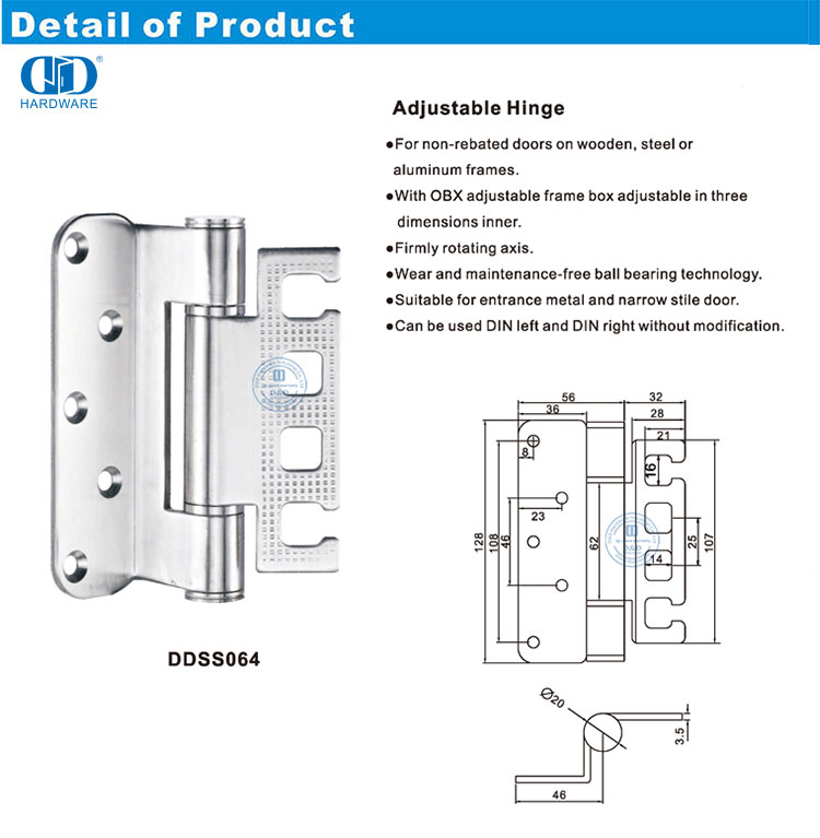 Adjustable Hinge Charnière réglable