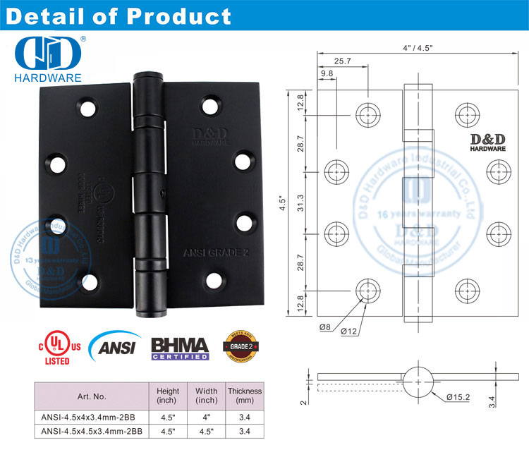 ANSI Door Hinge Charnière de porte ANSI