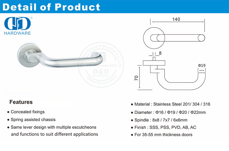 Double Sided Lever Handles Poignées à levier double face