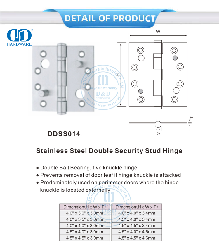 Ball Bearing Security Hinge Charnière de sécurité à roulement à billes