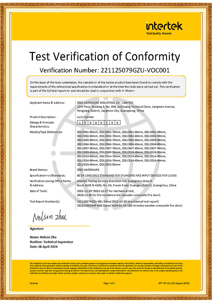 Lock Cylinder EN 1303 Cylindre de serrure EN 1303