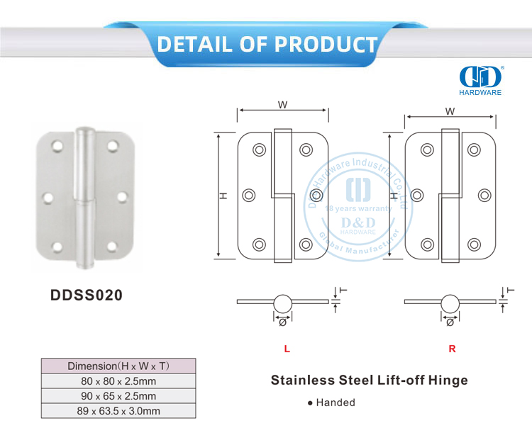 Lift-off Door Hinge Charnière de porte relevable