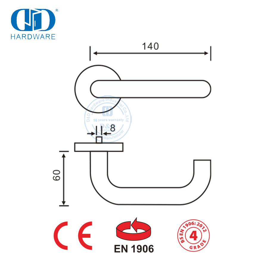 Accessoires de porte extérieure Poignée à levier creux à écusson elliptique en acier inoxydable-DDTH001-SSS