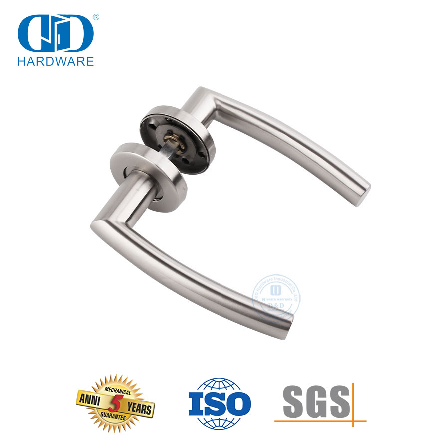 Poignée de porte de luxe en acier inoxydable sur rosace pour porte d'entrée-DDTH025-SSS