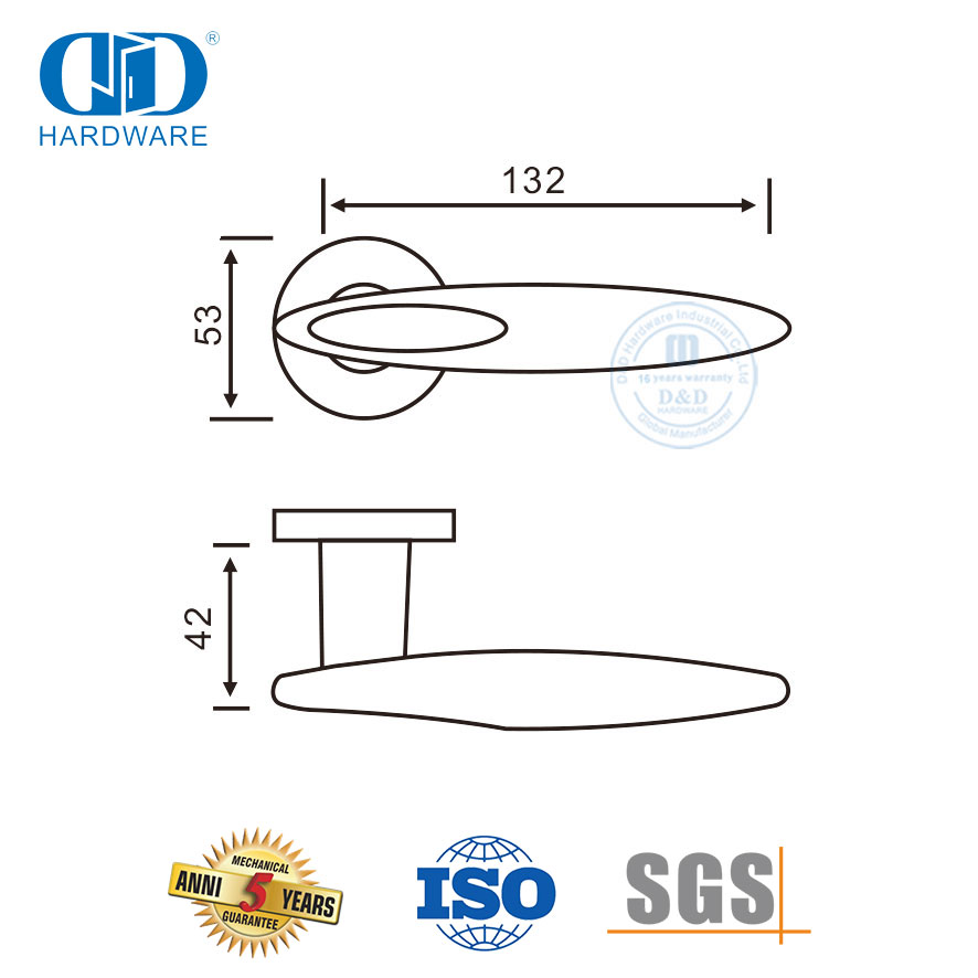 Poignée à levier tubulaire durable en acier inoxydable 304 pour projet à usage mixte-DDSH020-SSS