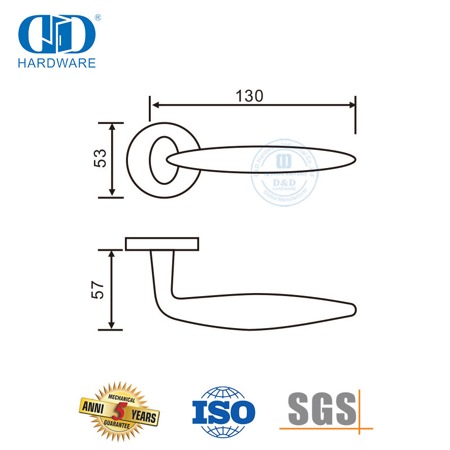 Poignées de porte extérieure commerciale à levier solide en acier inoxydable argenté-DDSH041-SSS