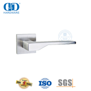 Poignée de porte à levier solide pour immeuble d'habitation à rosace carrée en acier inoxydable-DDSH048-SSS
