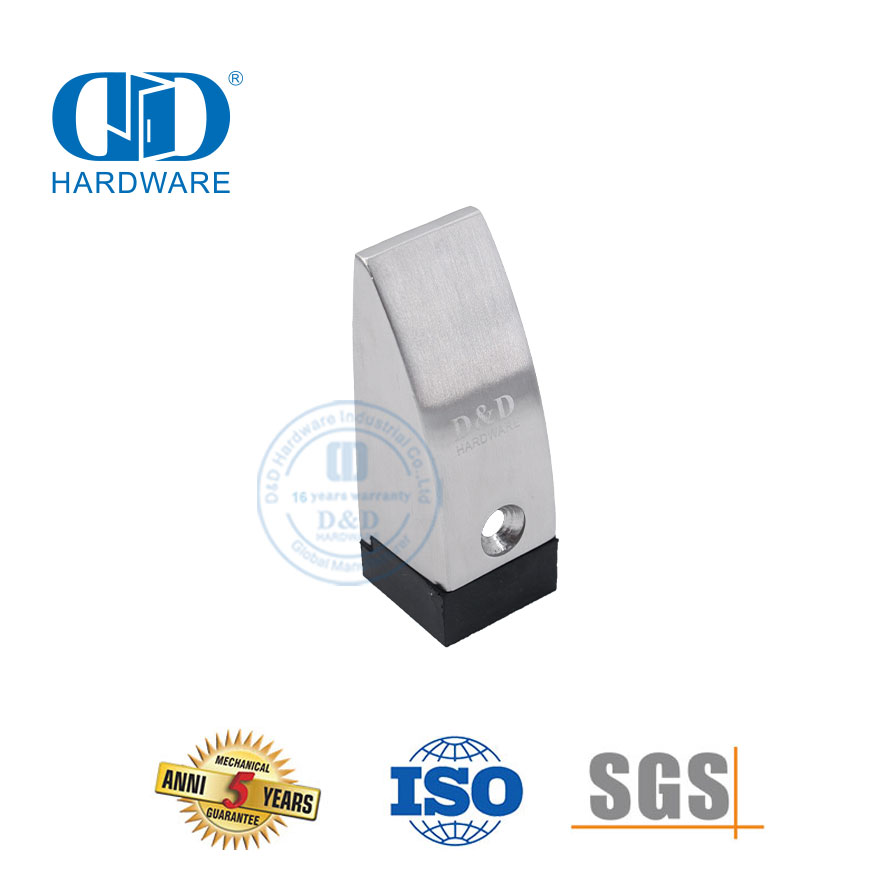 Quincaillerie de porte unique en acier inoxydable, butoir de porte en métal monté au sol-DDDS013-SSS