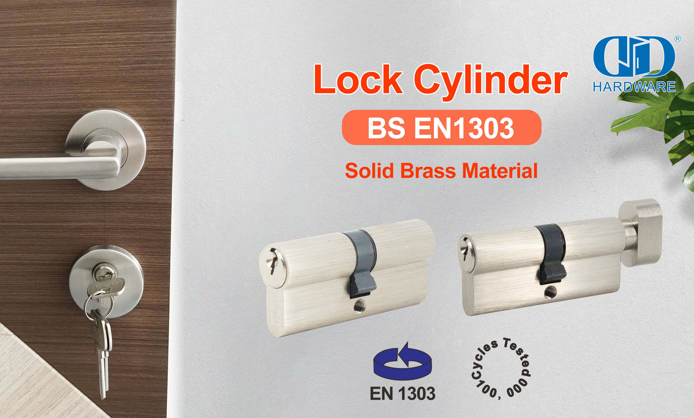 Cylindre de serrure à double ouverture européenne BS EN1303 avec bouton