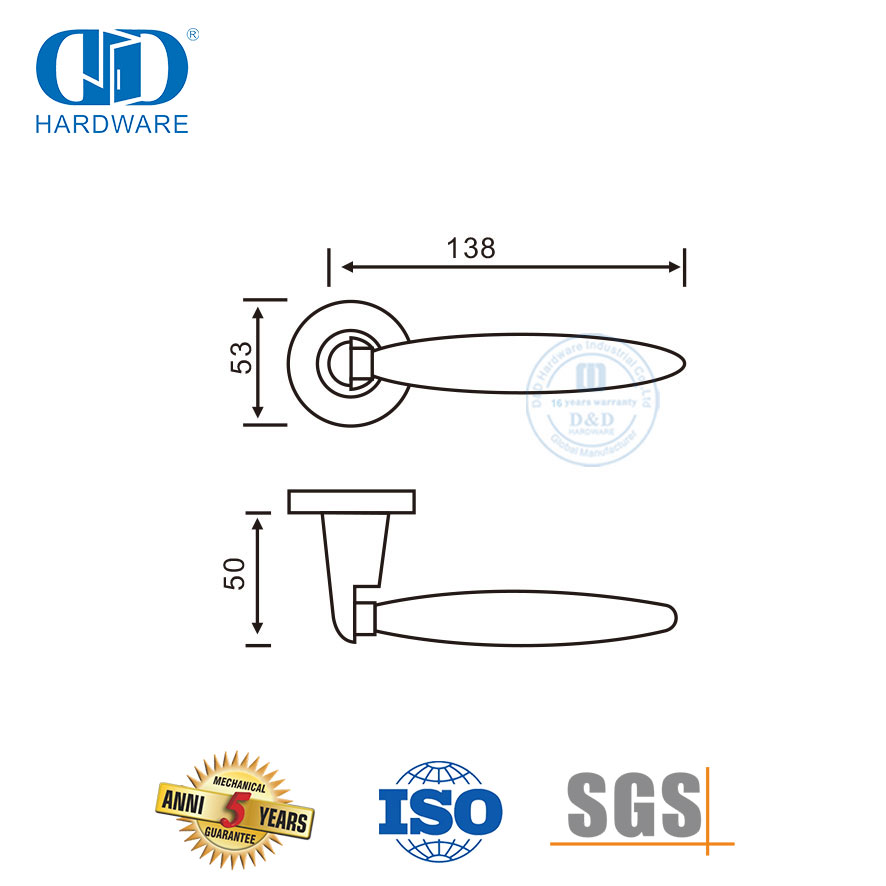 Poignée à levier solide de style unique de quincaillerie de construction commerciale en acier inoxydable-DDSH033-SSS