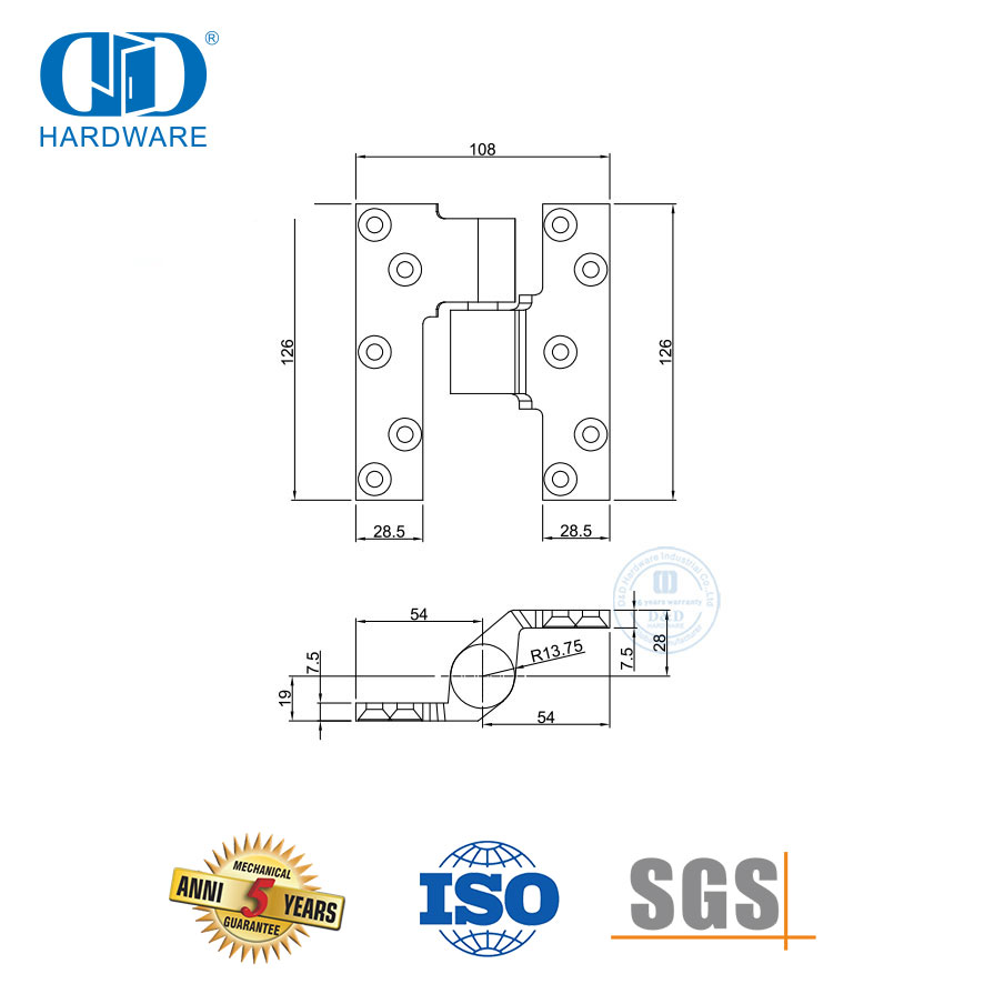  Charnière de porte à pivot intermédiaire en acier inoxydable 304 pour bâtiment résidentiel-DDSS069