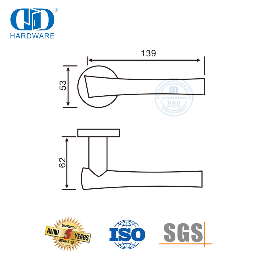 Poignée de porte d'entrée solide en acier inoxydable de bonne qualité, conception classique-DDSH045-SSS