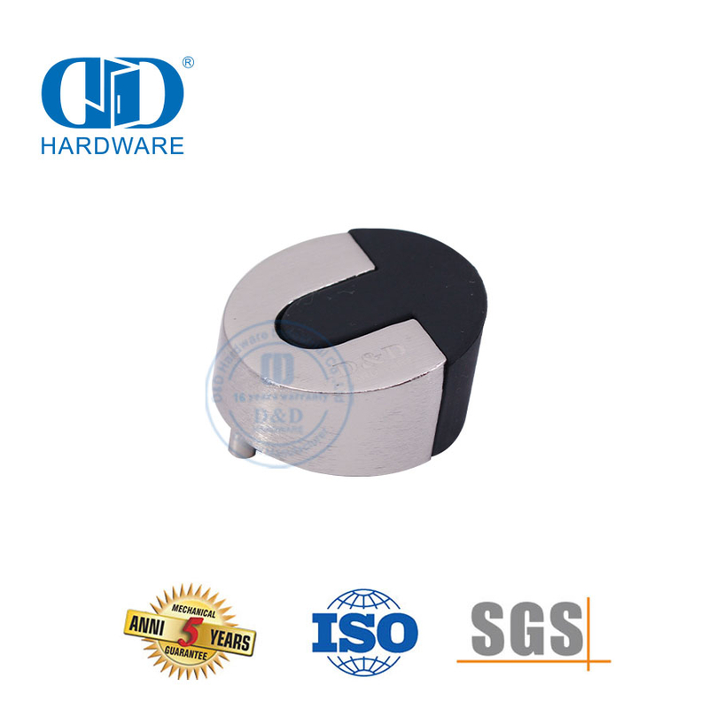 Quincaillerie de porte en métal finition chrome satiné, support de porte rond au sol-DDDS006-SC