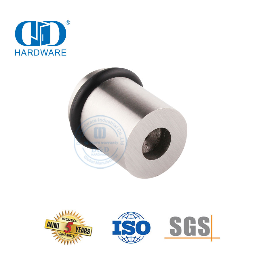 Quincaillerie de porte d'hôpital Support d'arrêt de porte en acier inoxydable satiné en caoutchouc noir-DDDS011-SSS