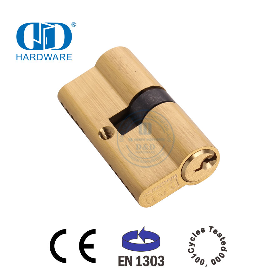 Cylindre de serrure ouvert double face à profil européen doré EN 1303-DDLC003-60mm-SB
