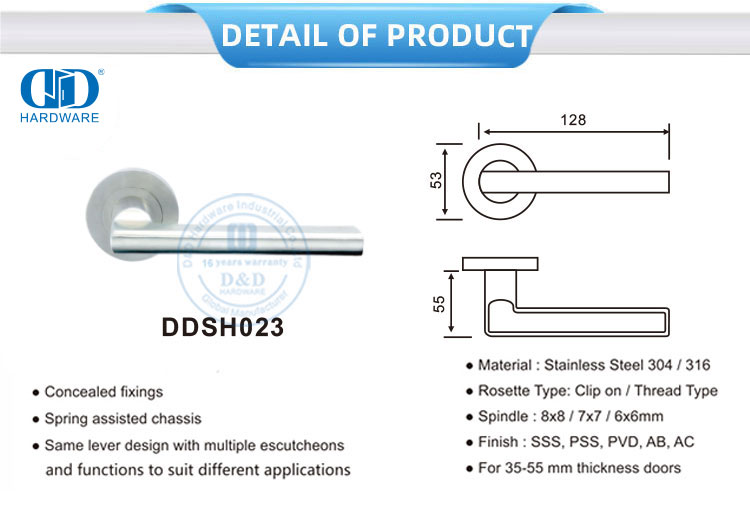 Poignée de levier de porte en aluminium
