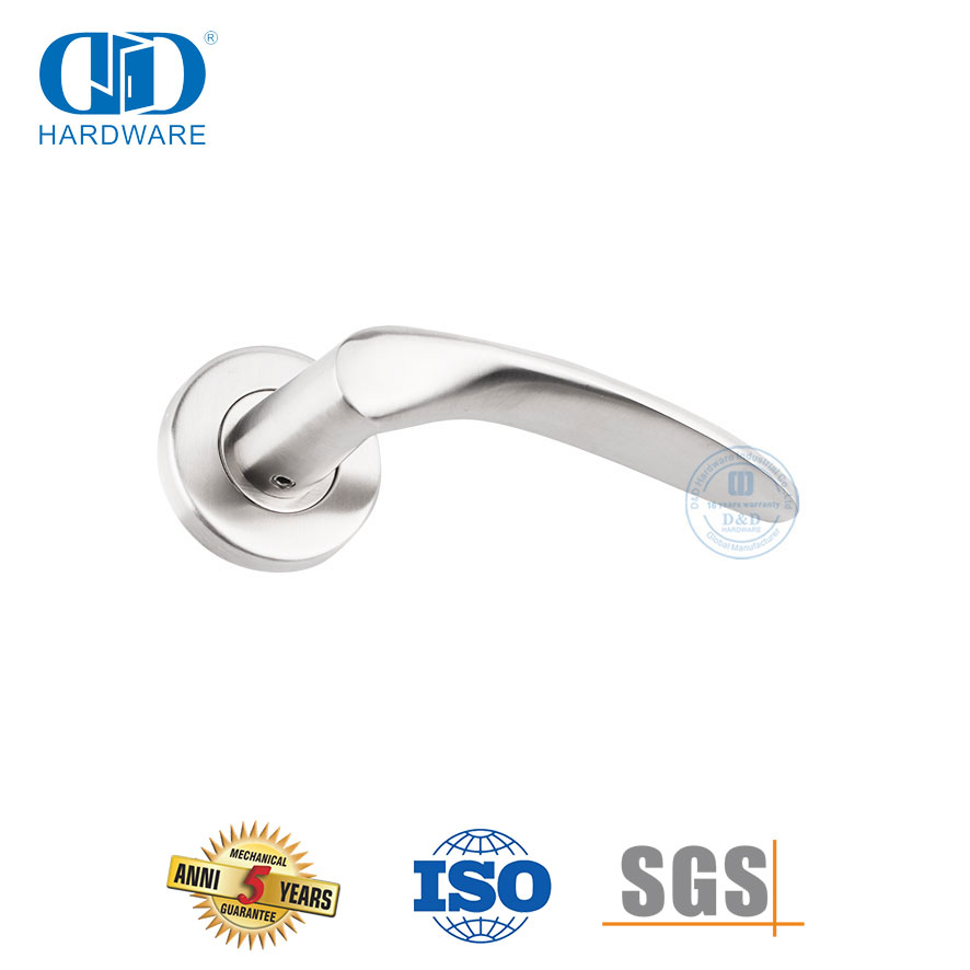 Poignée à levier solide tubulaire de salle de bains d'hôtel en acier inoxydable pour porte en bois-DDSH001-SSS