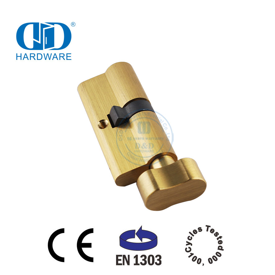 Cylindre de serrure à mortaise de salle de bains en laiton satiné avec certification EN 1303-DDLC007-70mm-SB