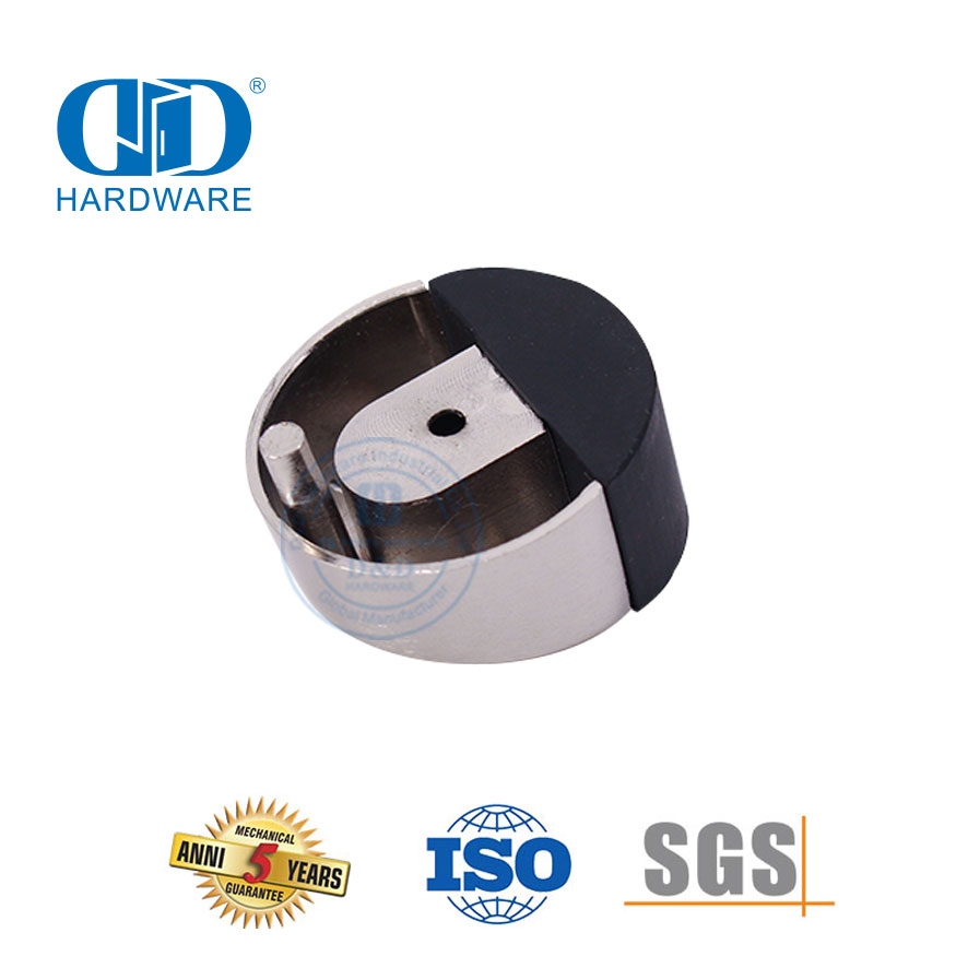 Quincaillerie de porte en métal finition chrome satiné, support de porte rond au sol-DDDS006-SC