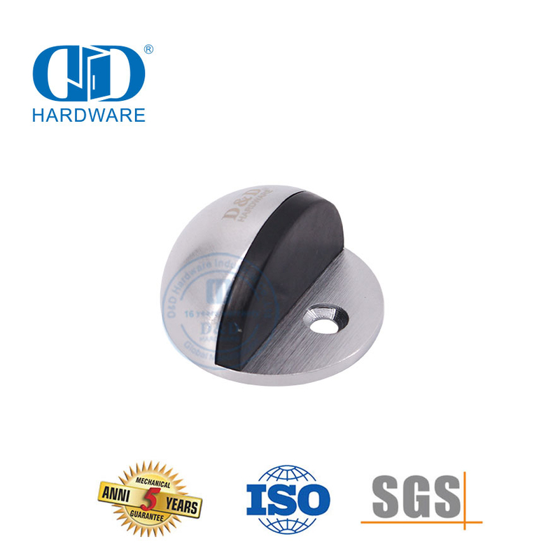 Support d'arrêt de porte demi-dôme hémisphère anti-collision en chrome satiné-DDDS004-SC