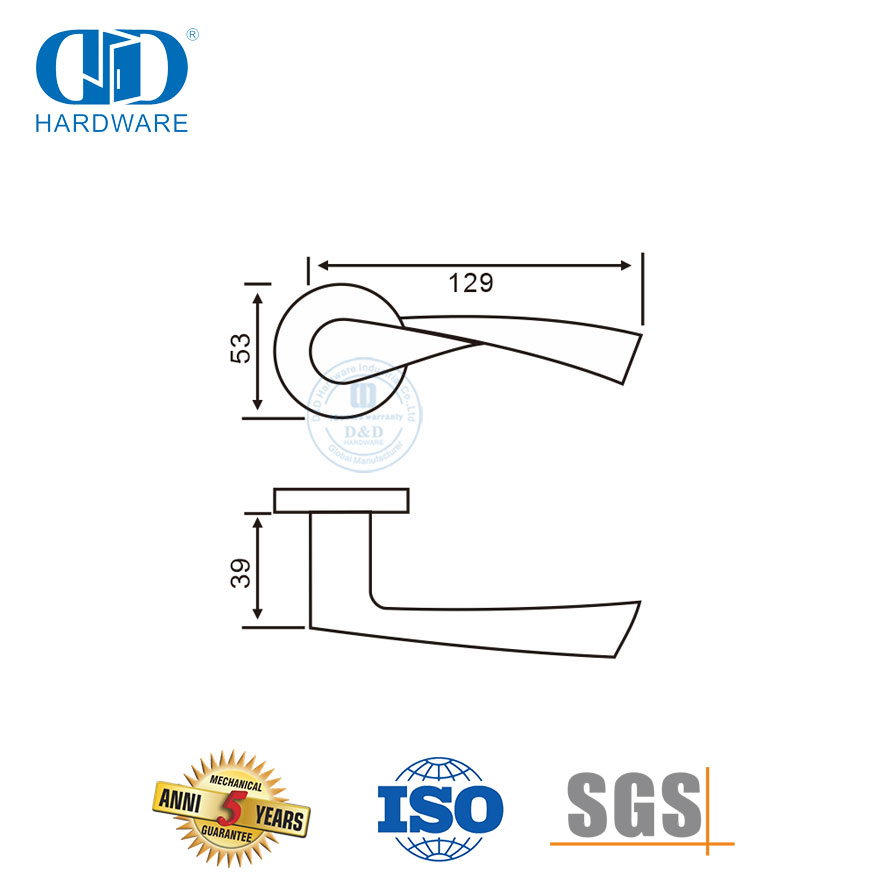 Poignée de porte à levier creux de type vague en acier inoxydable de nouvelle conception-DDTH037-SSS