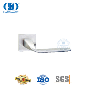 Poignée de porte à levier solide à rosace carrée en acier inoxydable avec simplicité-DDSH055-SSS