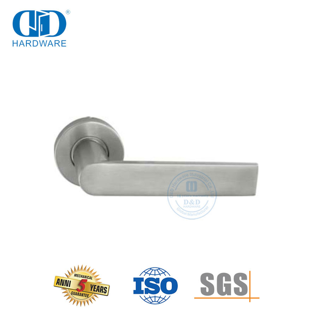 Poignée de porte à levier simple en acier inoxydable 304 sur rosace ronde-DDTH043-SSS