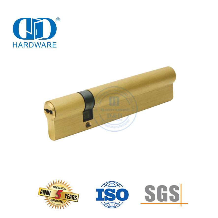 Cylindre de verrouillage double décalé à profil européen haute sécurité en laiton massif-DDLC012-70mm-SN