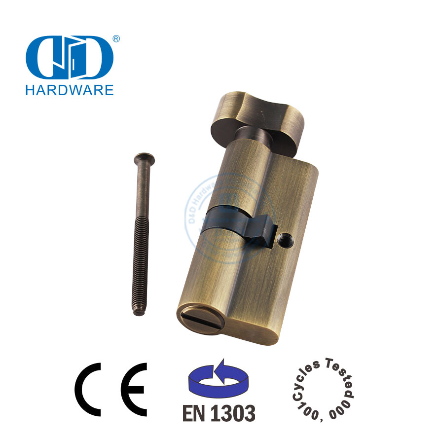 Cylindre de porte de toilette à profil européen EN 1303 en laiton antique pour serrure à mortaise-DDLC007-70mm-AB