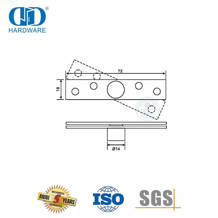 Charnière de sol à 360 degrés en acier inoxydable, quincaillerie de porte pour la sécurité-DDSS055