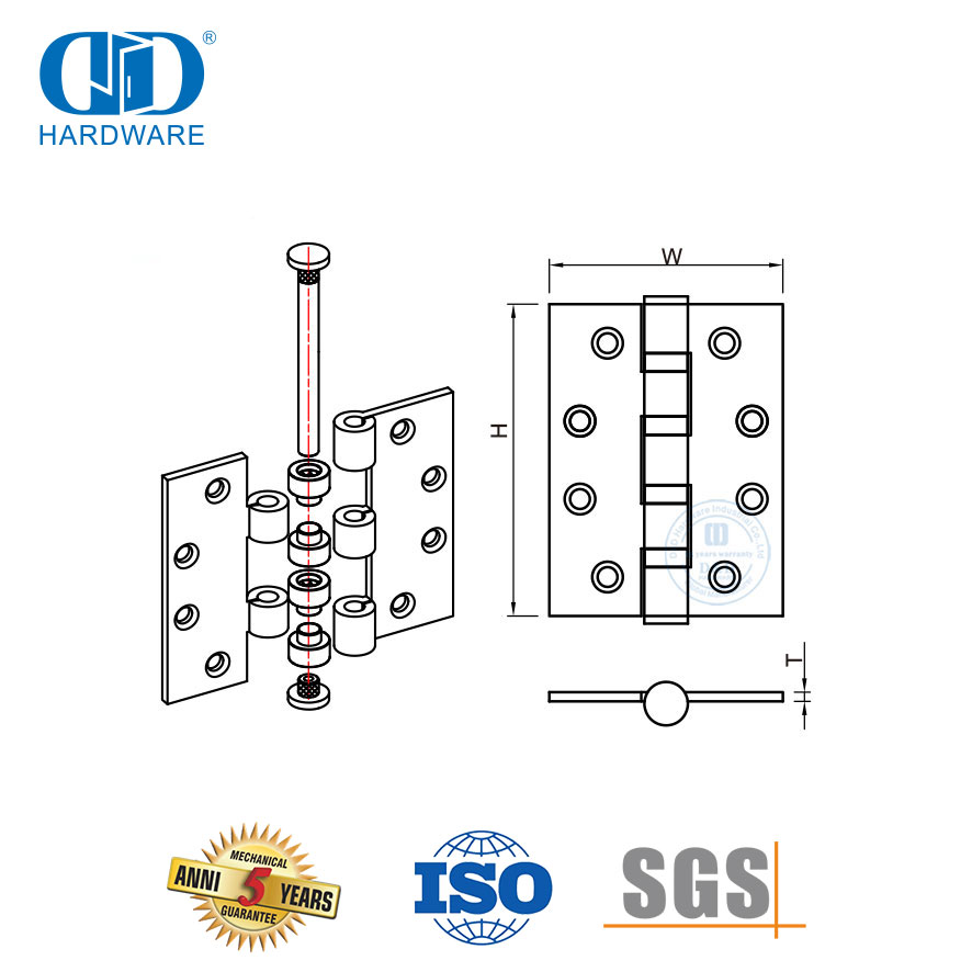 Charnière de porte à double roulement en acier inoxydable avec fonction anti-friction-DDSS063