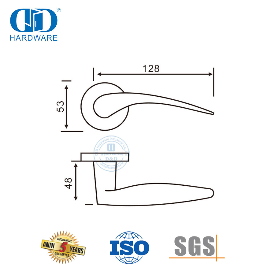 Levier de porte d'entrée principale de style moderne en acier inoxydable, poignée solide-DDSH015-SSS