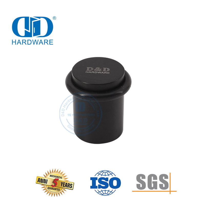 Butées de porte de sol en acier inoxydable de forme cylindrique avec finition noire mate-DDDS011-MB