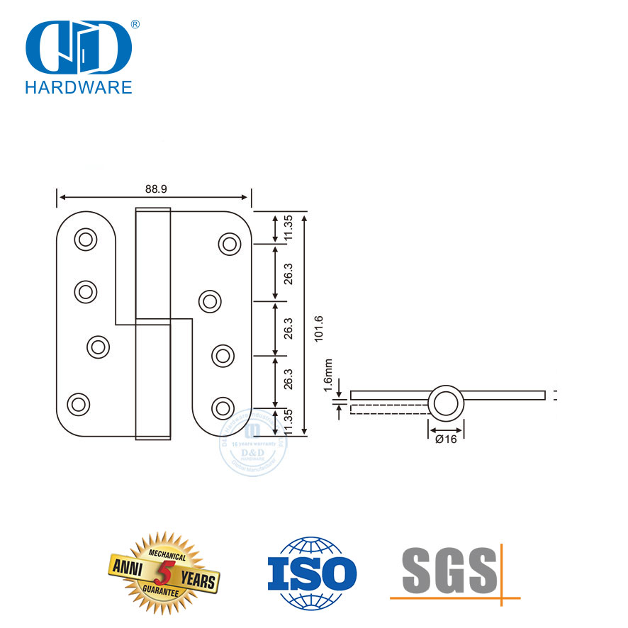 Charnière de levage de matériel de porte en métal d'acier inoxydable de haute sécurité-DDSS021