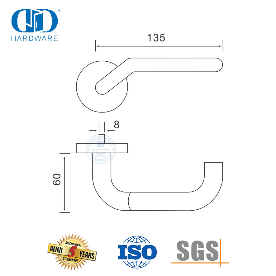 Poignée de porte pour personnes handicapées en acier inoxydable de style simple de bonne qualité-DDTH016-SSS