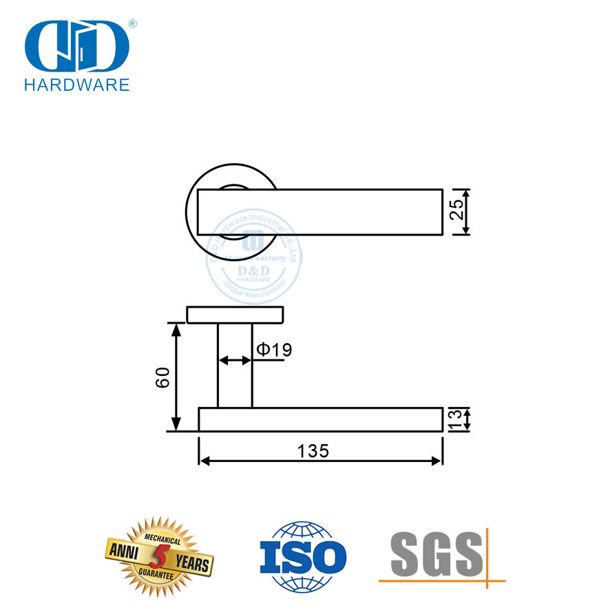 Types de poignée de porte en acier inoxydable à rosace ronde pour maison-DDTH039-SSS