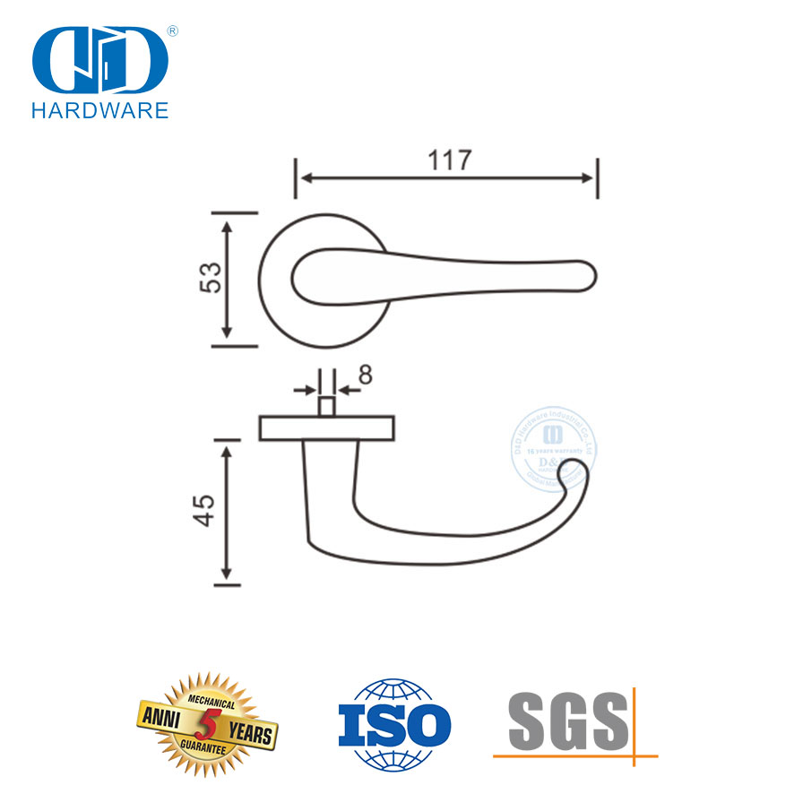 Quincaillerie de porte externe d'entrée d'hôtel, poignée à levier solide en acier inoxydable-DDSH005-SSS