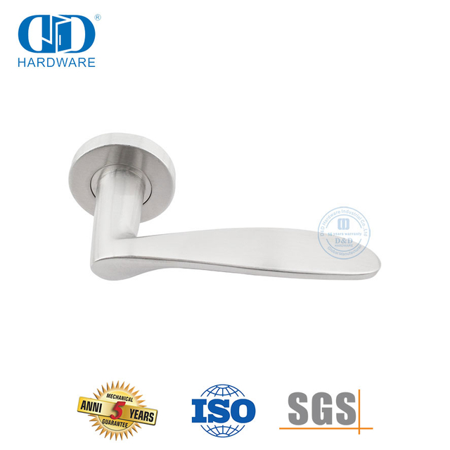Poignée à levier solide tubulaire de salle de bains d'hôtel en acier inoxydable pour porte en bois-DDSH001-SSS