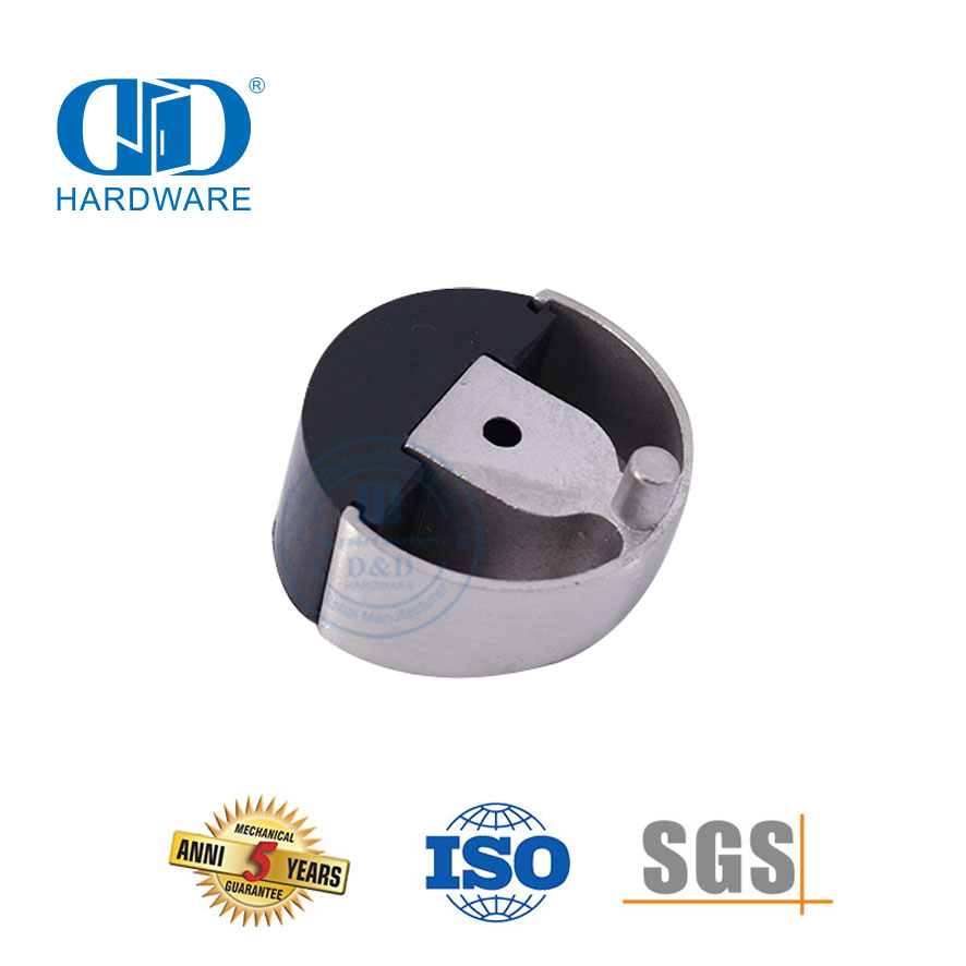 Butée de porte en caoutchouc finition satinée en acier inoxydable, type monté au sol-DDDS006-SSS