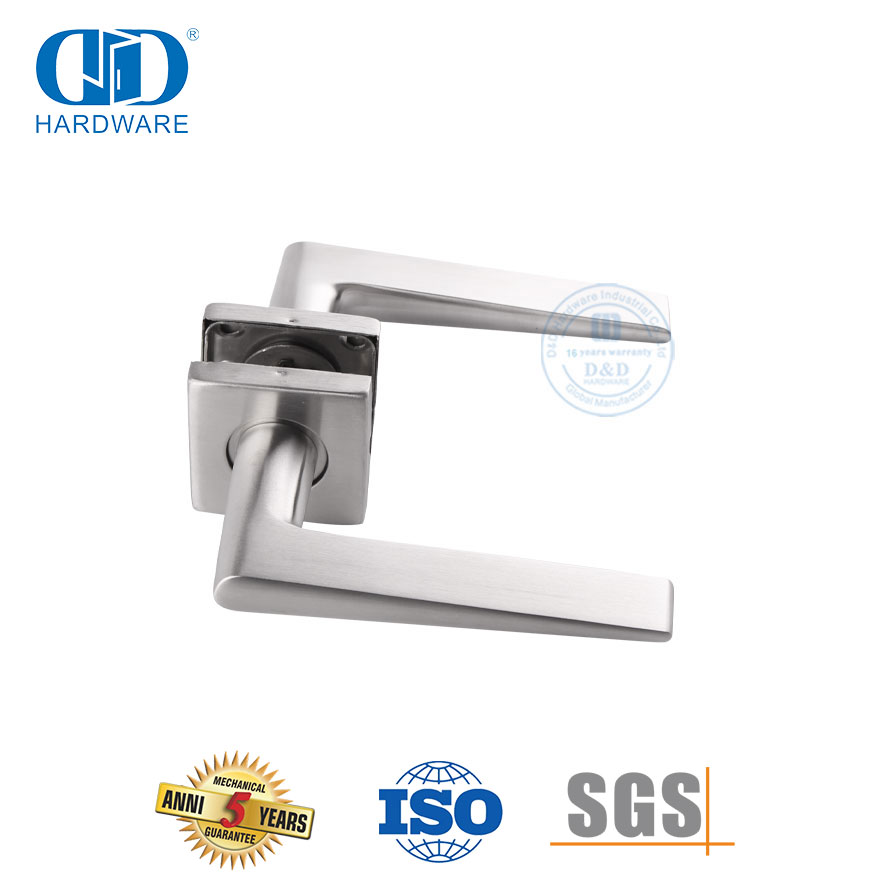 Poignée commerciale argentée de rosace carrée en acier inoxydable 304 pour porte d'entrée-DDSH037-SSS