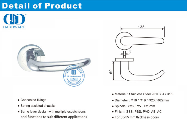 Poignée de porte en tube creux