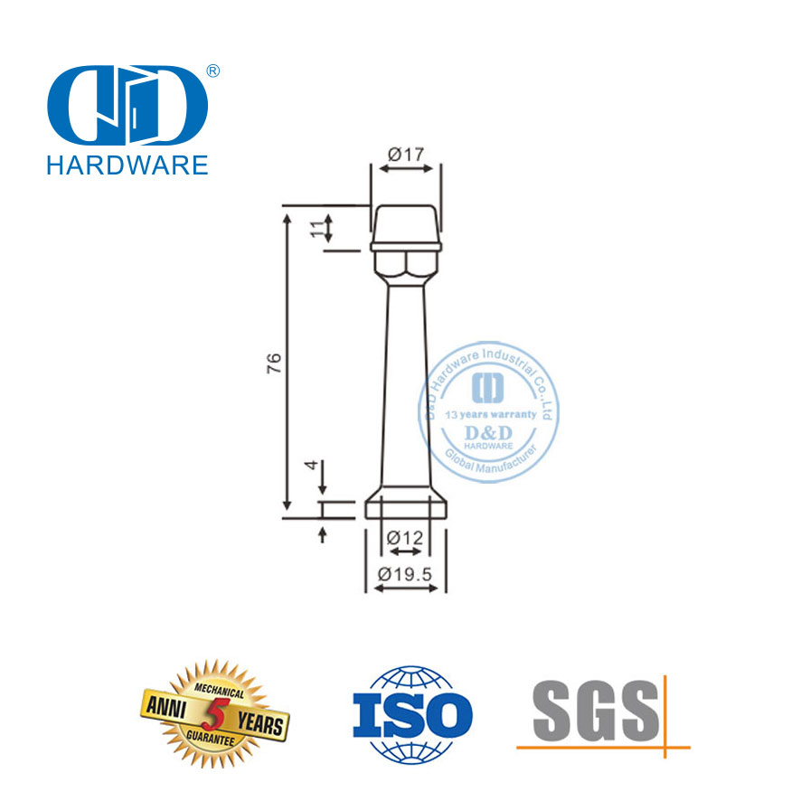 Quincaillerie de porte murale SS 304, support de butée de porte pour tubes-DDDS015-SSS