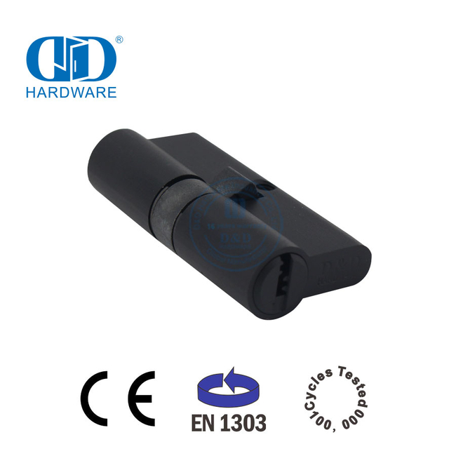 Cylindre ouvert double noir mat standard européen pour bâtiment commercial-DDLC003-65mm-MB