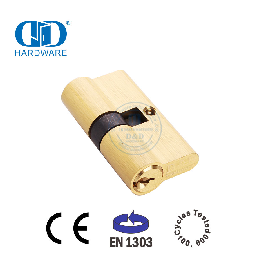 Cylindre de serrure ouvert double face à profil européen doré EN 1303-DDLC003-60mm-SB