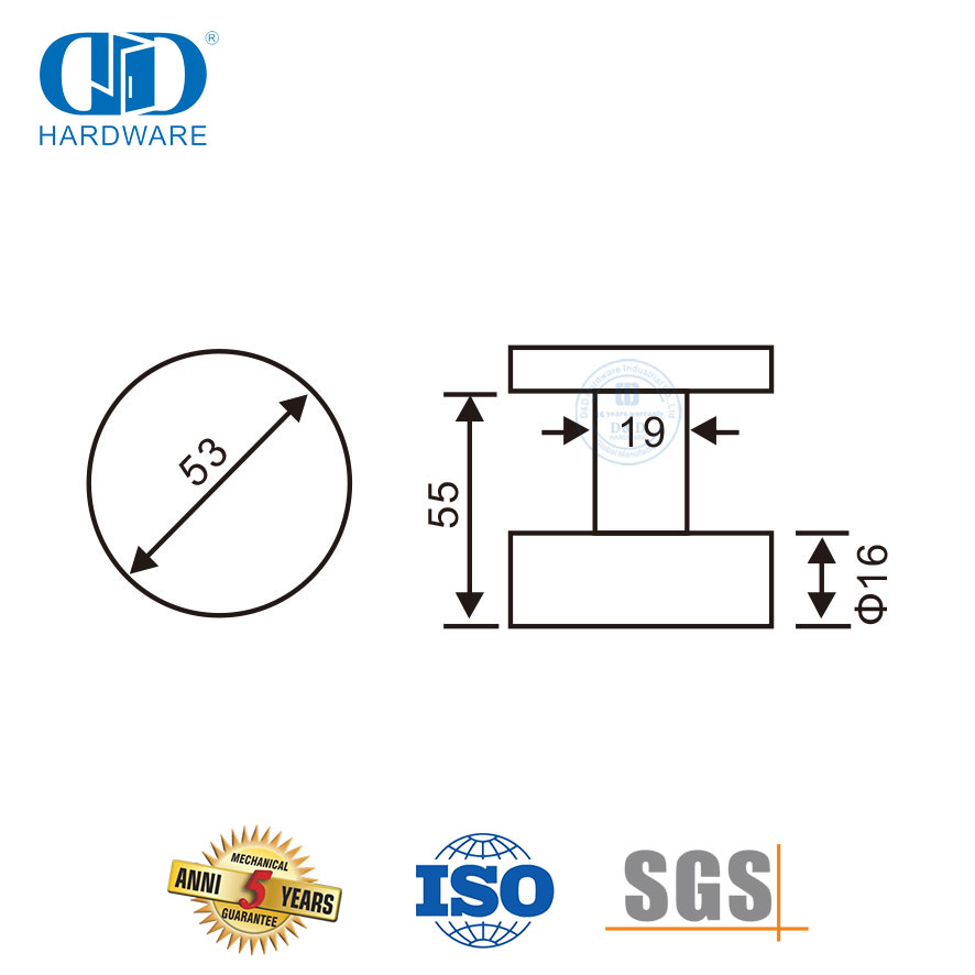 Poignée de levier de porte de type bouton sans clé pour porte de chambre à coucher-DDTH029-SSS