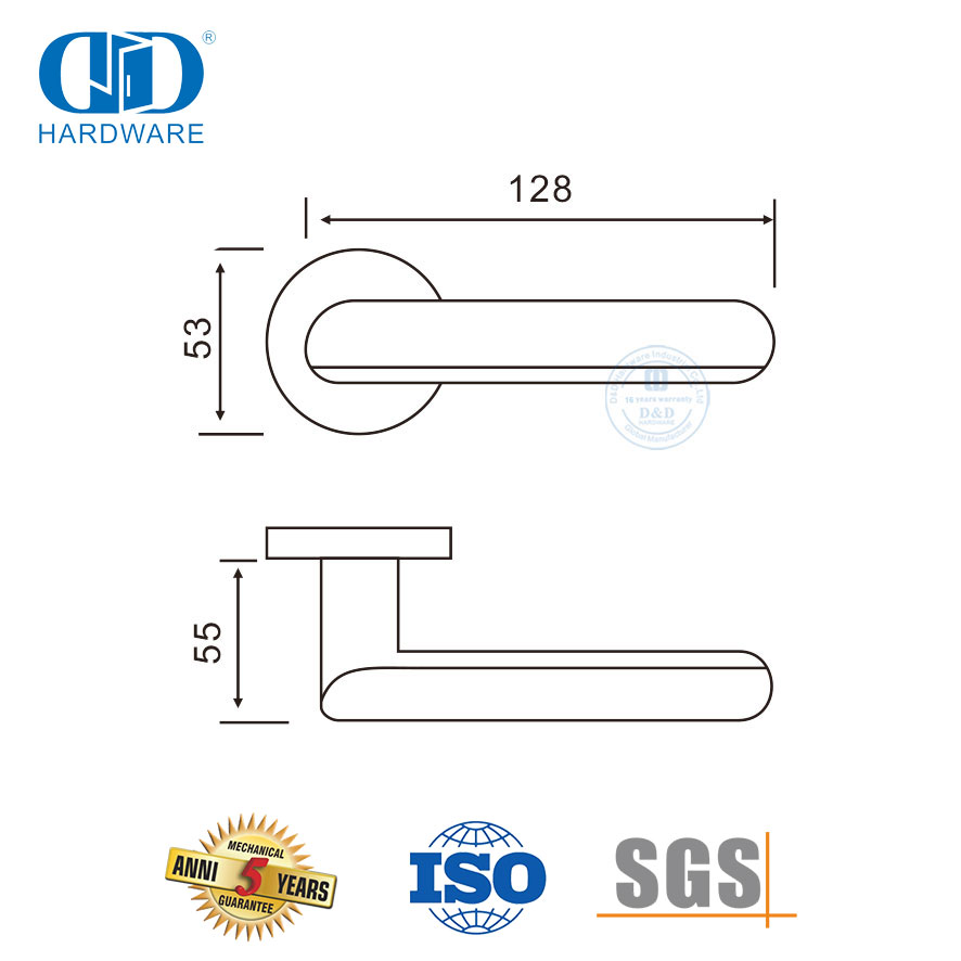 Poignées de porte de type levier de porte principale de bureau en acier inoxydable massif-DDSH011-SSS