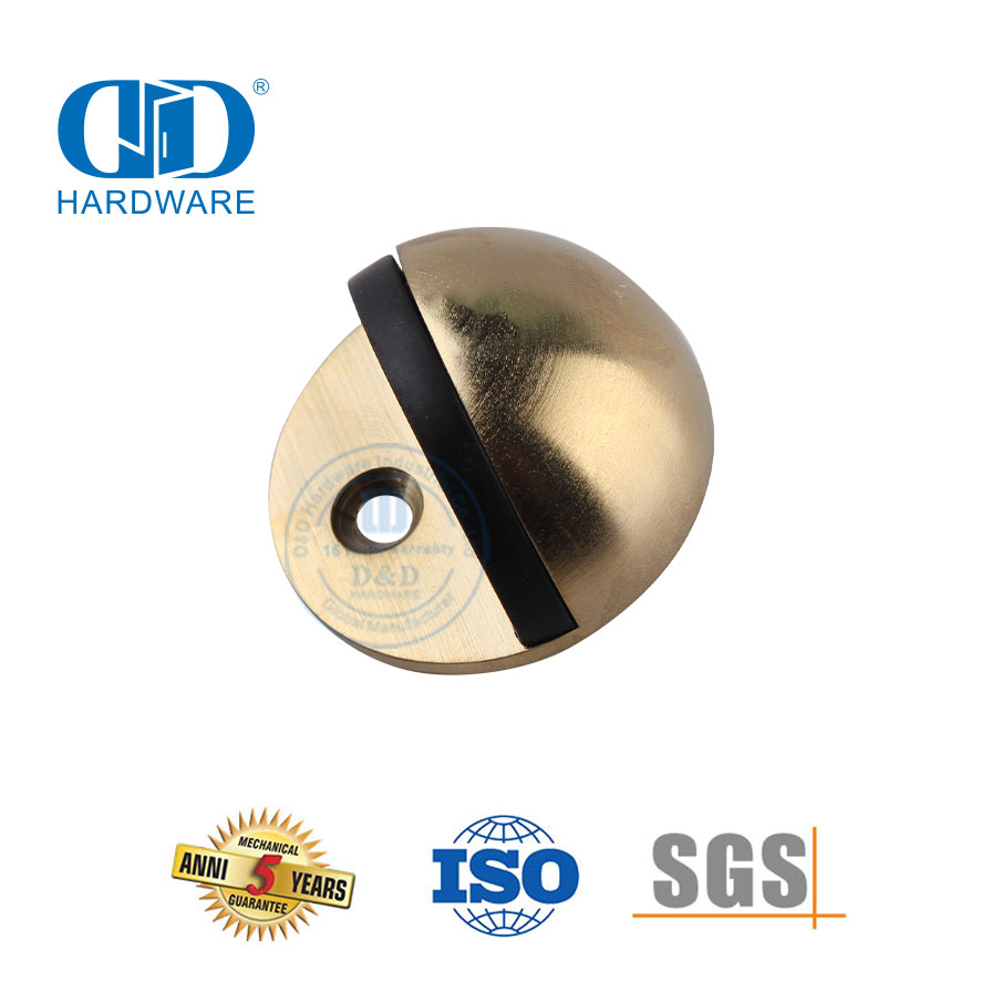 Quincaillerie de porte en laiton satiné, type durable monté au sol, butée de porte en alliage de zinc-DDDS004-SB