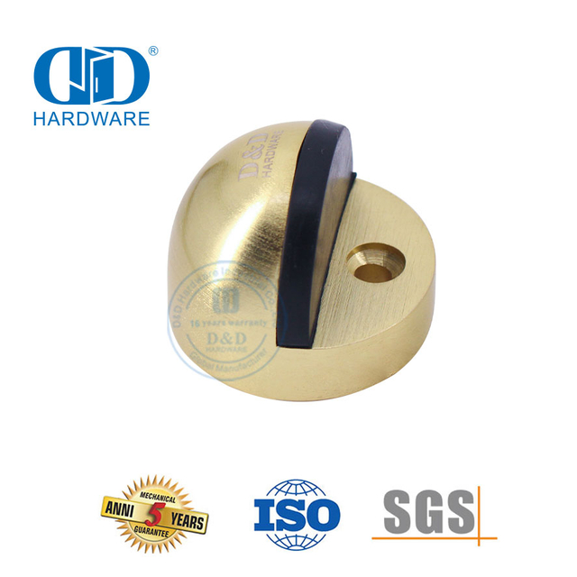 Quincaillerie de porte en alliage de zinc Bouchon de porte doré monté au sol en laiton satiné-DDDS002-SB