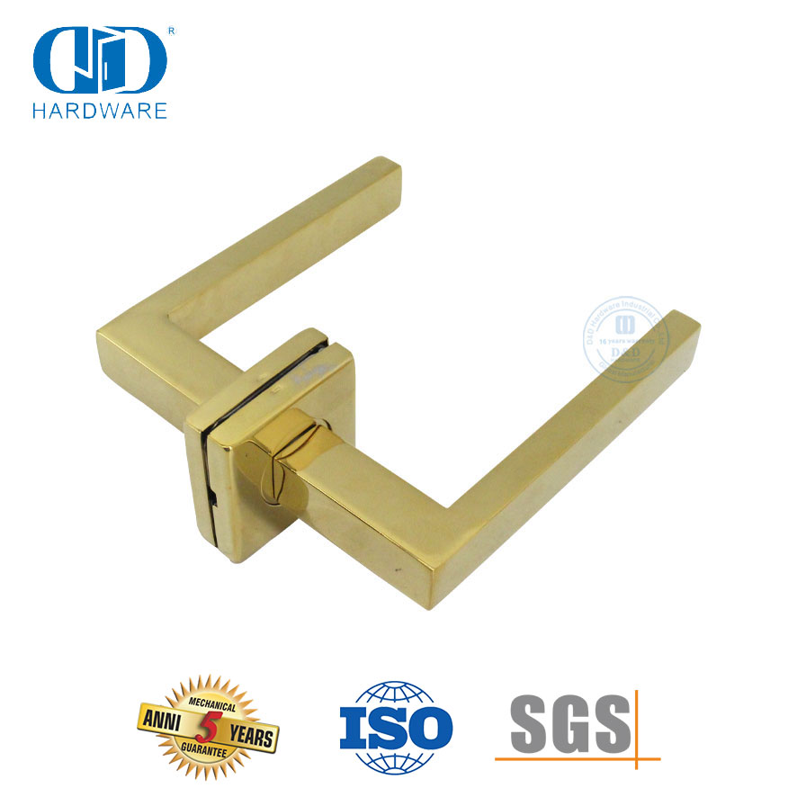 Poignées de levier de porte durables de haute qualité, finition PVD en laiton poli-DDTH020-PB-PVD