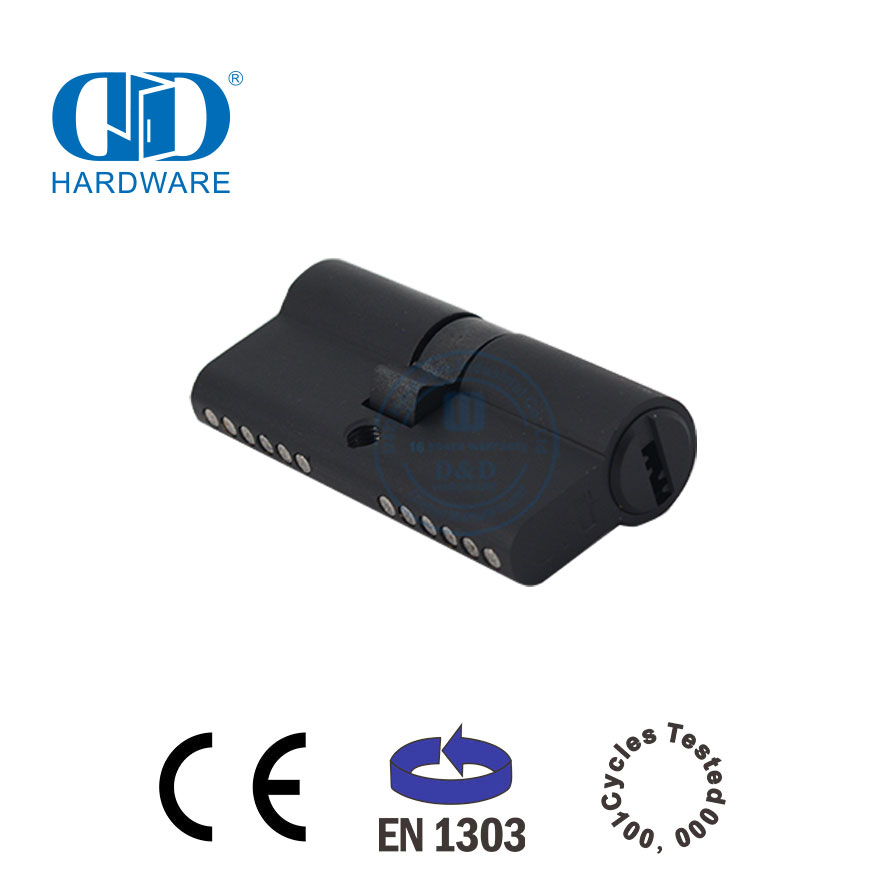 Cylindre ouvert double noir mat standard européen pour bâtiment commercial-DDLC003-65mm-MB